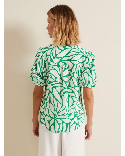 Phase Eight Green Louanna Abstract Print Linen Blend Shirt
