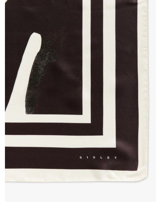 Sisley Black Abstract Print Square Scarf