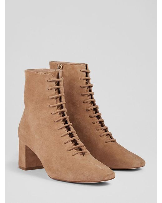 L.K.Bennett Brown Arabella Suede Lace Up Ankle Boots