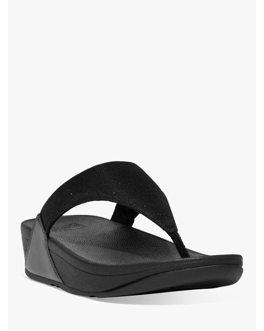 Fitflop Black Lulu Glitzy Toe Post Sandals