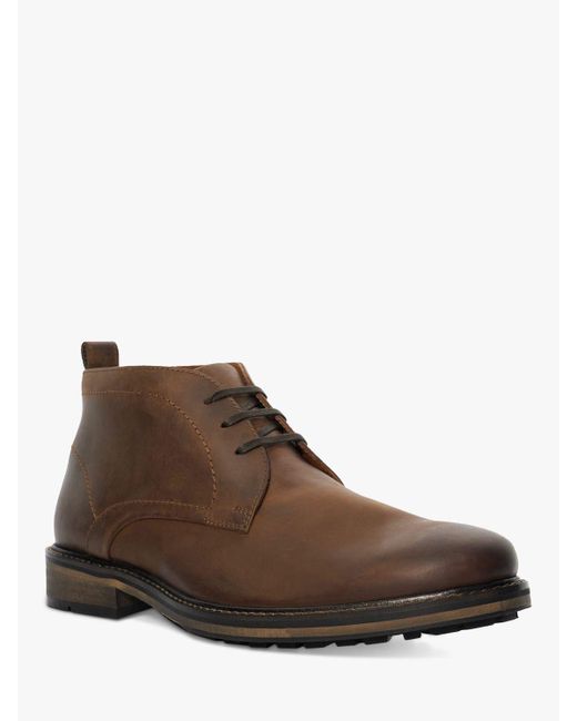 Dune Brown Charleys Leather Chukka Boots for men