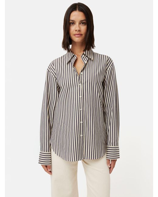 Jigsaw White Cotton Poplin Stripe Shirt