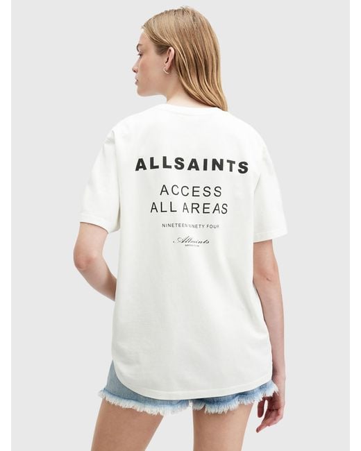 AllSaints White Tour Boyfriend Organic Cotton Oversized T-shirt