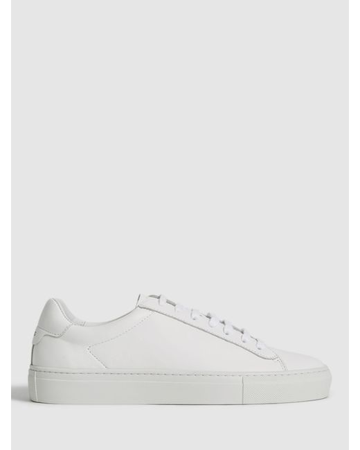 Reiss White Finley Low Top Leather Trainers