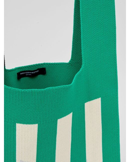 French Connection Green Stripe Knitted Bag