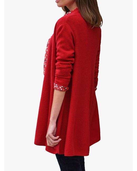 Pure Collection Red Gassato Cashmere Swing Cardigan