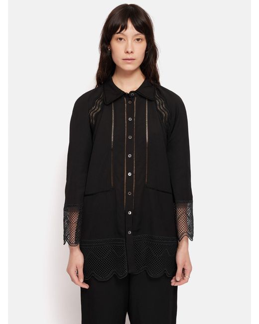 Jigsaw Black Scallop Lace Trim Shirt