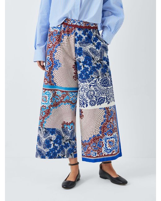 Weekend by Maxmara Blue West Patchwork Floral Print Trousers
