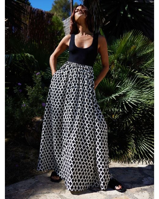 Ro&zo Black Geometric Print Maxi Dress