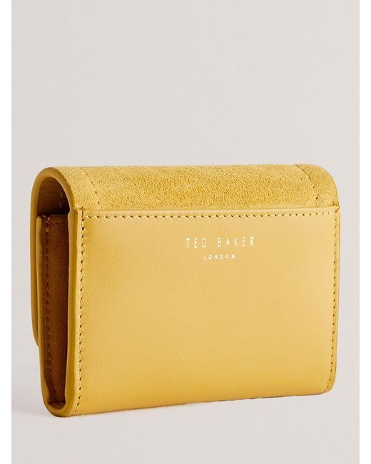 Ted Baker Yellow Imperia Lock Detail Fold Over Small Suede Purse