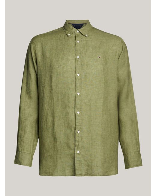 Tommy Hilfiger Green Big & Tall Linen Long Sleeve Shirt for men