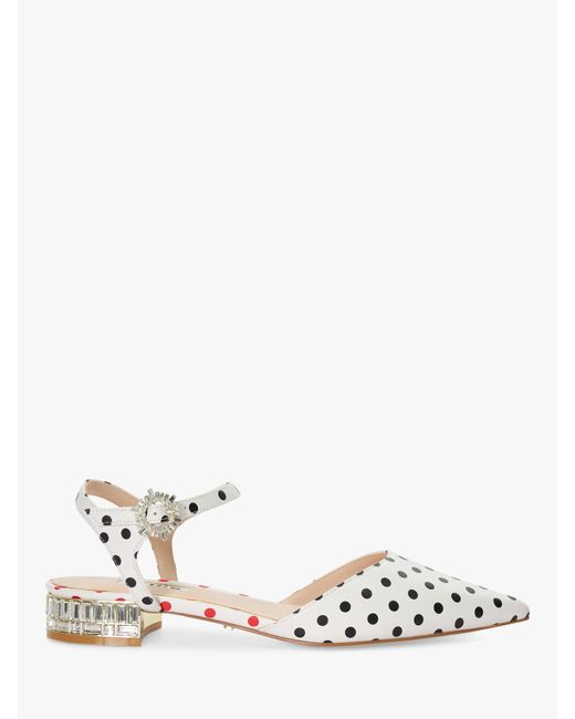 Dune White Hodge Polka Dot Pointed Shoes