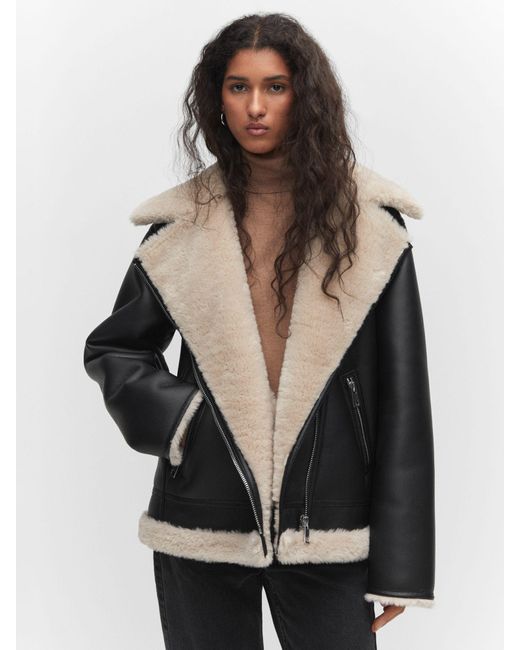 faux shearling moto jacket