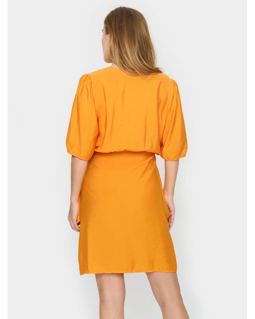 Saint Tropez Orange Eleanor Short Sleeve Wrap Dress