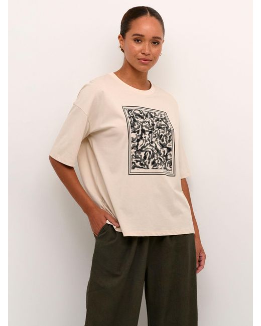Kaffe Natural Meridith Graphic Oversized T-shirt