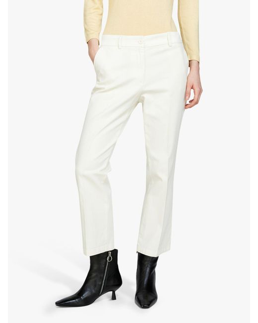 Sisley White Plain Tailored Cropped Trousers