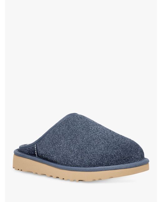 Ugg Blue ® Classic Slip-on Shaggy Suede Sheepskin Slippers for men
