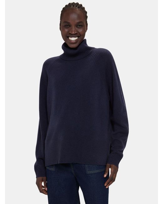 Whistles Blue Cashmere Roll Neck