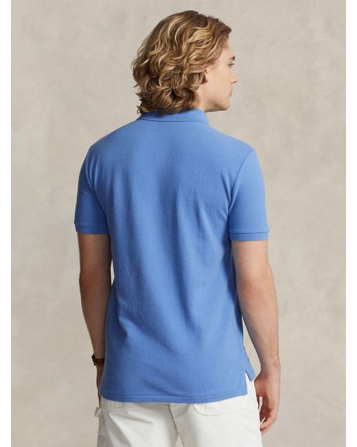 Ralph Lauren Blue Custom Slim Fit Soft Cotton Polo Shirt for men