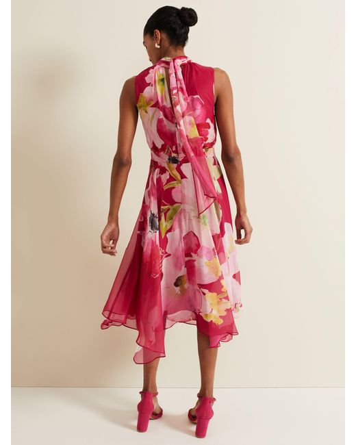 Phase Eight Pink Petite Lucinda Floral Print Midi Dress