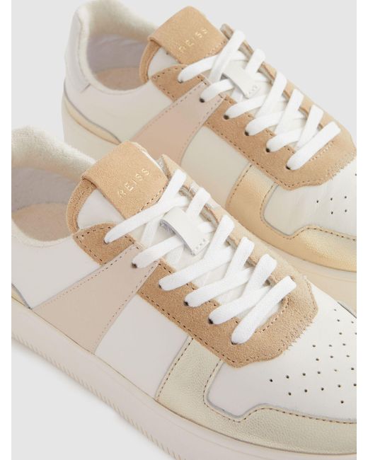 Reiss Natural Aira Colour Block Leather Trainers
