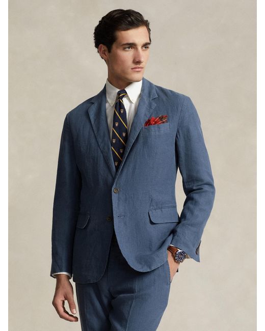 Ralph Lauren Blue Polo Soft Modern Linen Suit Jacket for men