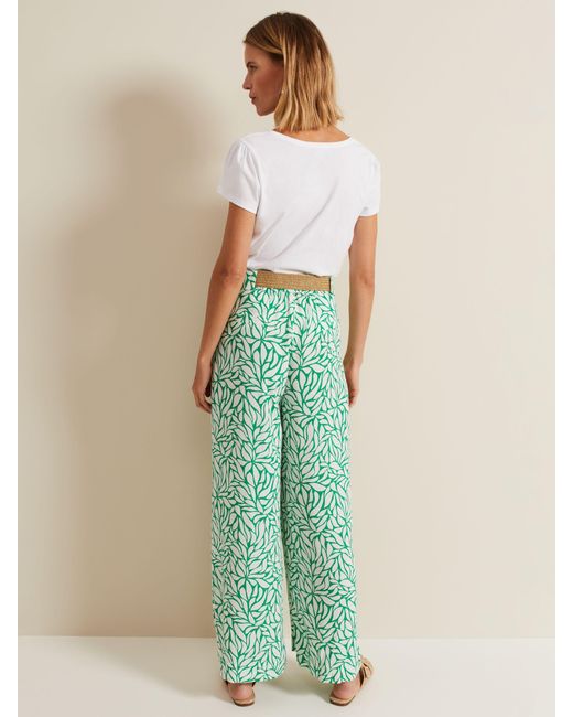 Phase Eight Green Nylah Abstract Print Wide Leg Trousers