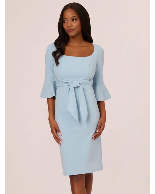 Adrianna Papell Blue Bell Sleeve Tie Front Midi Dress