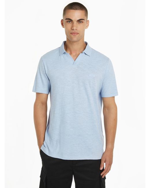 Calvin Klein Blue Organic Cotton Short Sleeve Polo Shirt for men