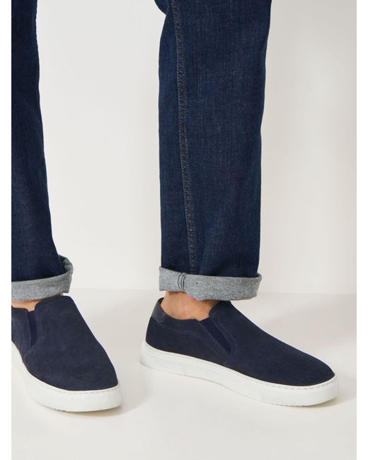 Crew Blue Slip On Suede Trainers for men