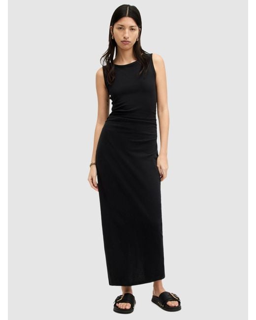 AllSaints Black Katarina Sleeveless Organic Cotton Maxi Dress
