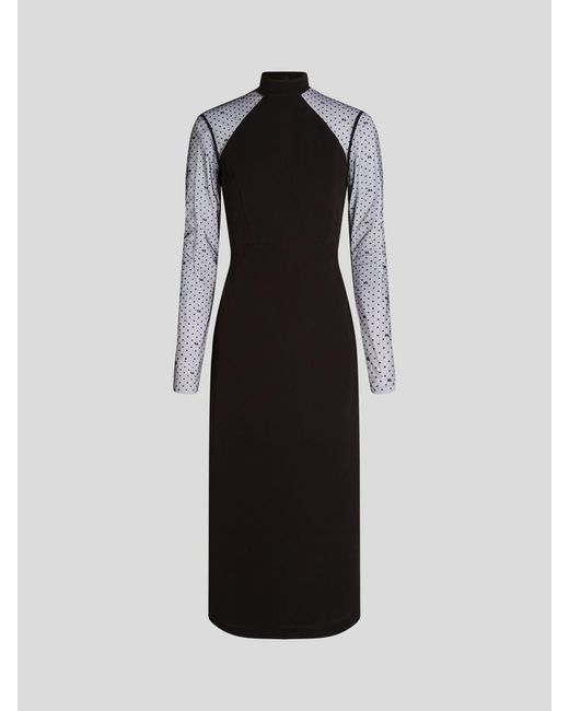 Karl Lagerfeld Black Long Sleeve Mesh Dress