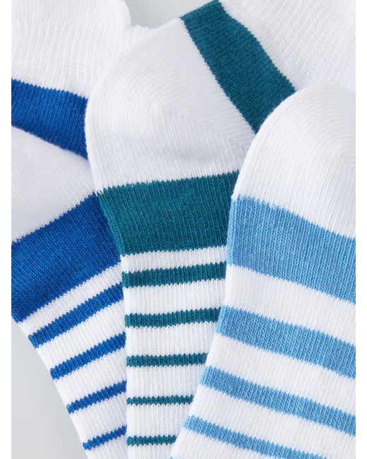 John Lewis Blue Stripe Sports Trainer Socks
