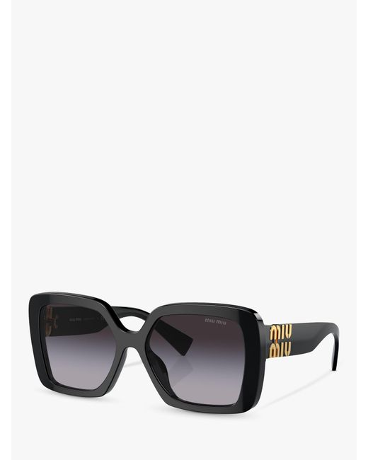 Miu Miu Black Mu10ys8 Rectangular Sunglasses