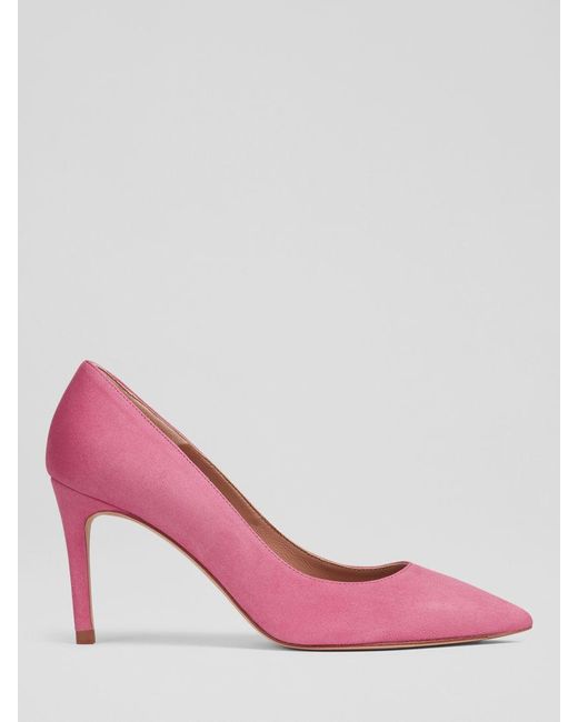 L.K.Bennett Pink Floret High Heel Suede Court Shoes