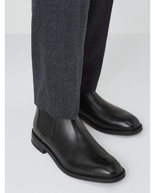 John Lewis Black Formal Leather Chelsea Boots for men