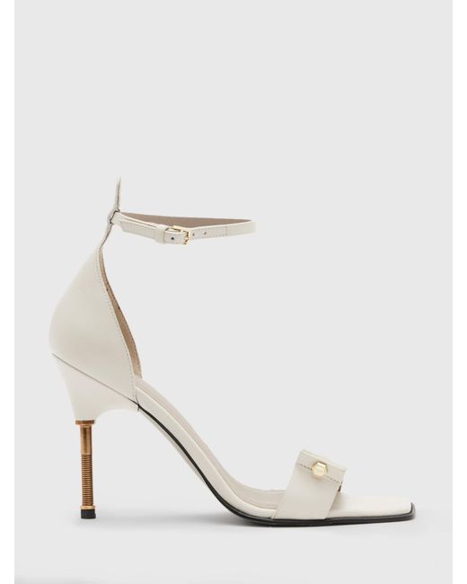 AllSaints White Betty High Heel Leather Sandals