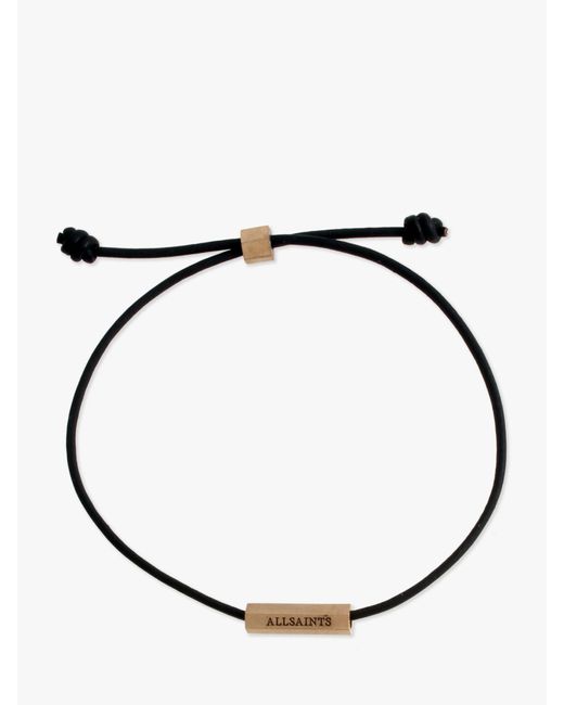 AllSaints Natural Leather Cord And Hexagon Bar Friendship Bracelet for men