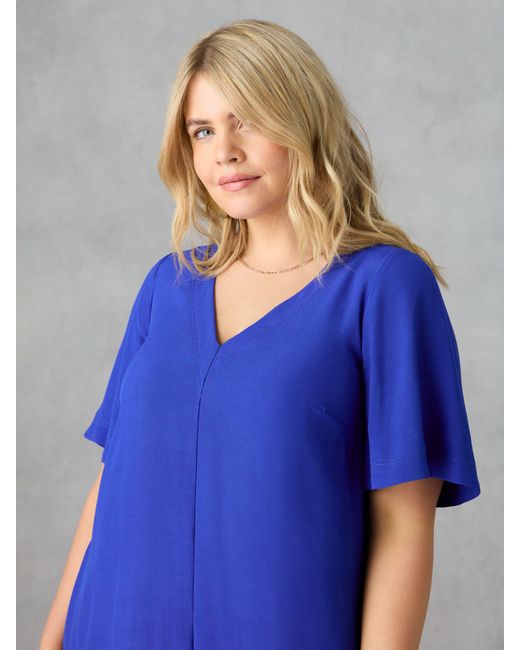 Live Unlimited Blue Curve V-neck T-shirt Maxi Dress