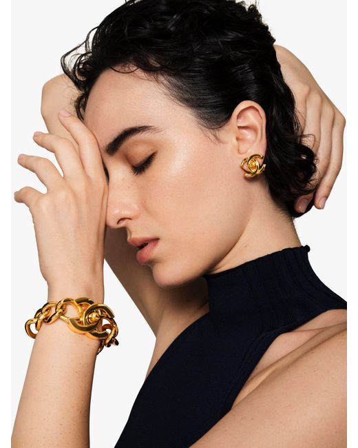 Susan Caplan Metallic Vintage Chanel Turn Lock Clip-on Earrings