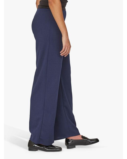 Sisters Point Blue Glut-pa.a Wide Leg Pull-on Jersey Trousers
