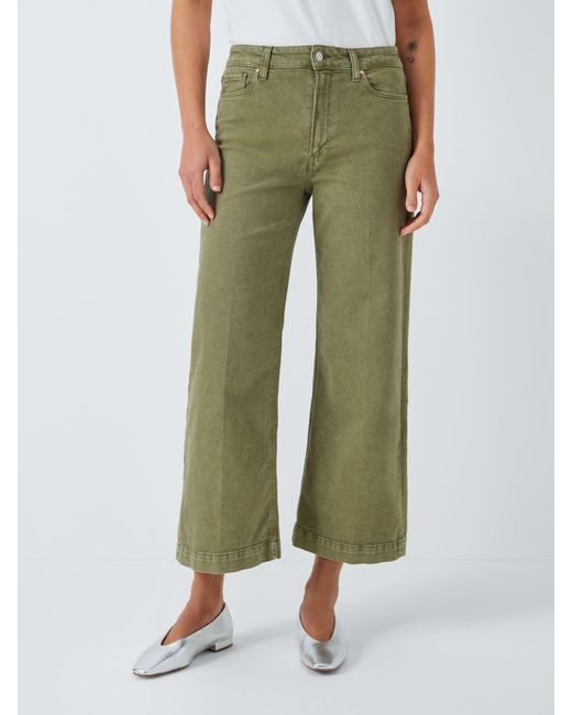 PAIGE Green Anessa Wide Leg Ankle Jeans