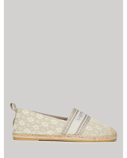 Superdry Natural Canvas Lace Overlay Espadrilles