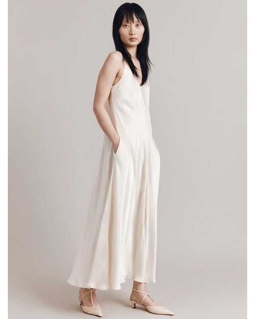 Ghost Natural Florrie A-line Satin Slip Maxi Dress