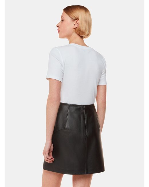 Whistles White Leather A Line Skirt