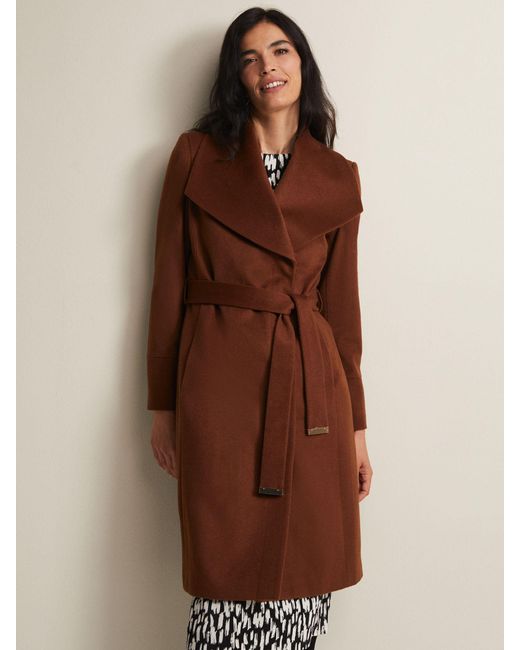 Phase Eight Brown Nicci Belted Wool Blend Coat