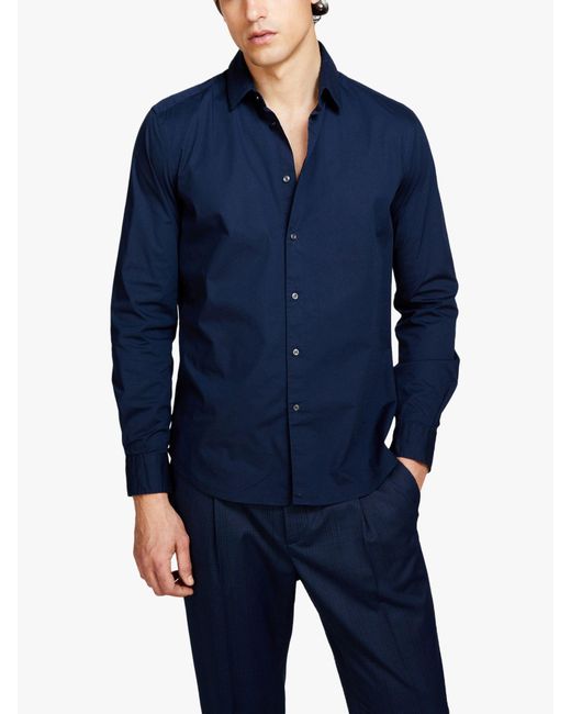 Sisley Blue Slim Fit Long Sleeve Shirt for men