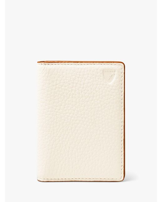 Aspinal Natural Double Fold Pebble Leather Credit Card Case