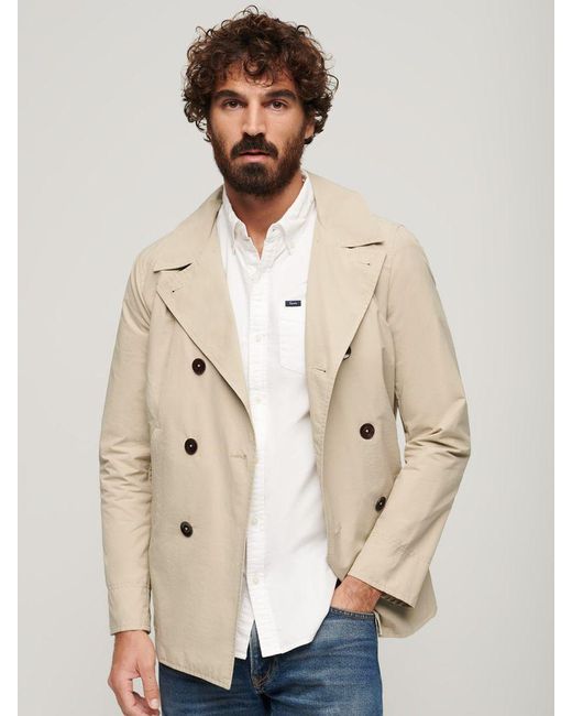 Superdry Natural The Merchant Store Twill Pea Coat for men