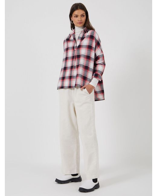 French Connection White Check Shirt Side Split